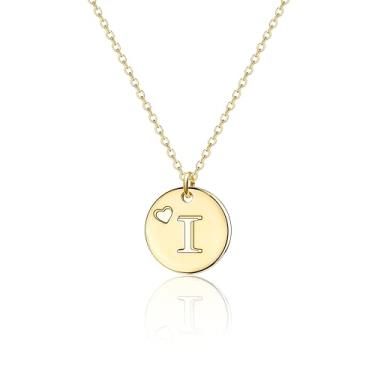 Imagem de Colar com inicial de ouro para meninas, elegante, banhado a ouro 14 k, colar com pingente de letra A-Z não mancha, conjunto de alfabeto de nome de corrente fina, joias personalizadas para crianças