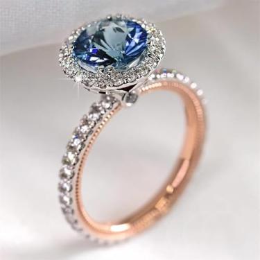 Imagem de Anel solitário estilo retrô, anel de noivado romântico para mulheres, presente de dia dos namorados, joias modernas, 7, Cobre, Zircônia cúbica