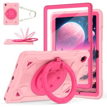 Imagem de Capa para Samsung Galaxy Tab A9+/A9 Plus 27.9 cm 2023 com protetor de tela, suporte giratório de 360°, alça de ombro, capa protetora resistente para tablet A11 Plus infantil (rosa rosa)