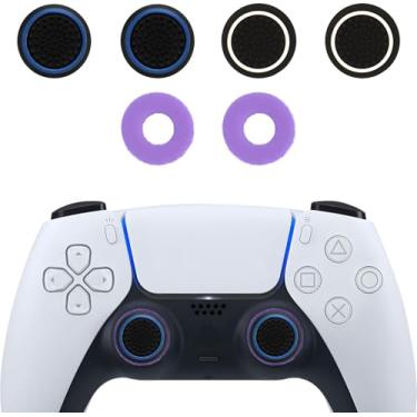 Imagem de MysticHome for Ps5 Controller Grip,No - Slip joystick Thumb Grips & Precision Rings | Universal Controller Accessories for Nintendo Switch Pro, PS4, PS5, Xbox One & Series X | 6PCS Black+Purple