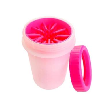 Imagem de Lava Patas para Médios, Rosa, Material PP e Silicone, 9cm x 11cm, Tampa Removível, Ideal para Limpeza de Patinhas