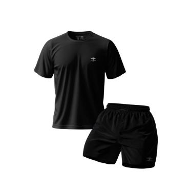 Imagem de Conjunto Camiseta Dry Masculina Raglan E Short Mauricinho Academia Verão Praia Básico-Masculino