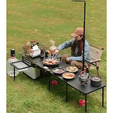 Imagem de JYXYXSCP Cozinha móvel ao ar livre equipamento de acampamento dobrável fogão piquenique portátil carro caixa de cozinha, para piquenique, praia, viagem, para quintal