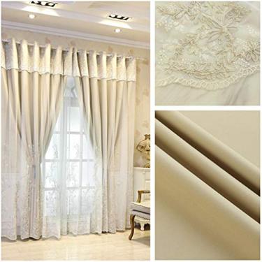 Imagem de Cortina blecaute de camada dupla, painel de cortinas sólidas em camadas de voile blecaute, isolamento térmico de economia de energia para quarto de menina, cortina de sombreamento de deck duplo, topo