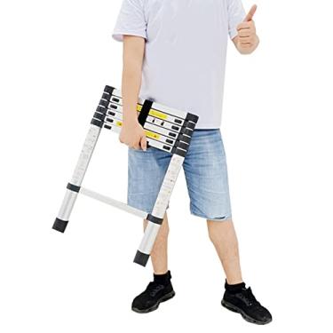 Imagem de OKUOKA Escadas, escada telescópica compacta para uso doméstico ou de emergência, escadas de teleextensão dobráveis para trailer, loft, 3 m