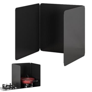 Imagem de HYUIO Protetor antiaderente contra respingos de 3 lados, tela dobrável contra respingos de graxa de aço inoxidável, protetor contra respingos para cozinhar, protetor atrás do fogão antiaderente de aço