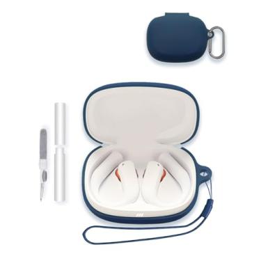 Imagem de Capa para fones de ouvido JBL Endurance Peak4 2025, capa protetora portátil de silicone macio WUNIAK resistente a arranhões com kit de limpeza, mosquetão e cordão para JBL Endurance Peak 4, azul