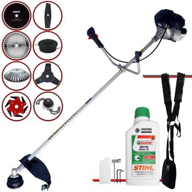 Imagem de Roçadeira Toyama RT43LB25A 43cc Com Carretel + Facas 2 Pontas, 3 Pontas, 6 Pontas, 40 Dentes de Vídea, 80 Dentes, Trimmer, Escova de Aço + ÓLEO STIHL