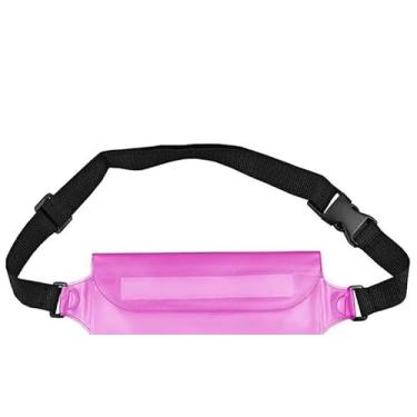 Imagem de Pochete Impermeável PVC à Prova d’Água para Natação – Bolsa de Cintura Ajustável Universal para Celular (Rosa,Pochete PVC)