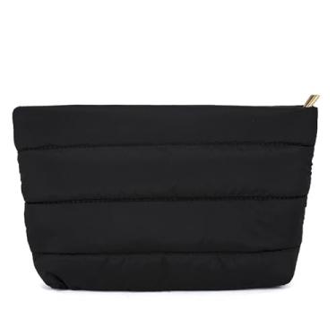 Imagem de DSDFIDn Bolsa de maquiagem pequena inchada para mulheres, bolsa de cosméticos, bolsa organizadora de higiene pessoal, preto (hg-black)