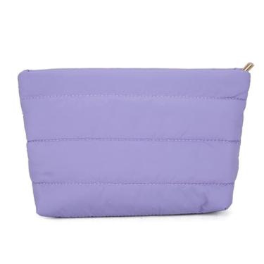 Imagem de DSDFIDn Bolsa de maquiagem pequena inchada para mulheres, bolsa de cosméticos, bolsa organizadora de higiene pessoal, Hg-roxo