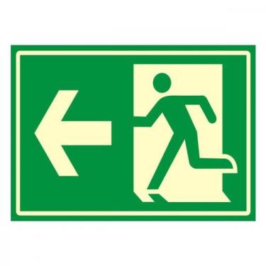 Imagem de Placa Sinalizacao Pvc 20X30 ''Saida Seta Esquerda Fluorescente'' 250Bf