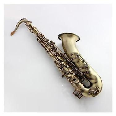 Imagem de Instrumento musical profissional de saxofone tenor de superfície de cobre antigo Bb Tune Sax