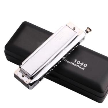 Imagem de Gaita profissional escala cromática 10 12 16 furos chave C para iniciantes e desempenho profissional (10 furos)