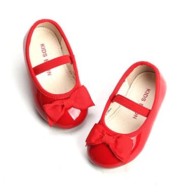 Imagem de Tênis plano de balé feminino da Thee Bron para crianças/crianças pequenas Mary Jane, G02 Red, 10 Toddler
