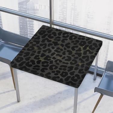 Imagem de hongjinglin Toalha de mesa quadrada para uso ao ar livre com borda elástica, capa de mesa quadrada com estampa de leopardo limpável, para ambientes externos, ambientes internos, pátio, jantar, cozinha