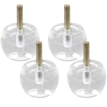 Imagem de LC LICTOP Pernas de móveis de acrílico transparente, pés de sofá Lucite de 4 cm de altura com parafuso M10 e porca de flange, elevadores de armário modernos para mesa, sofá, estante, mesa de cabeceira