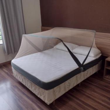 Imagem de Mosquiteiro Tenda Retrátil Acoplável ao Colchão – Estrutura Resistente, Portátil e Dobrável para Cama Solteiro e Casal(Verde casal 135~145x188)