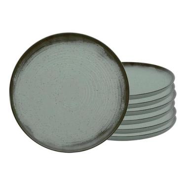 Imagem de Jogo de Pratos Raso Kit 6pcs Cerâmica 26cm Flat Pacifico Rustico Oxfor