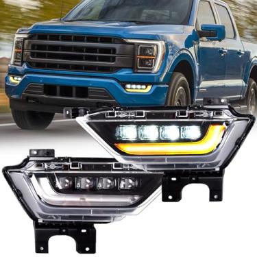 Imagem de Farol de neblina de LED com DRL e luz de seta compatível com Ford F150 XL XLT 2021-2023 Conjunto de faróis de neblina