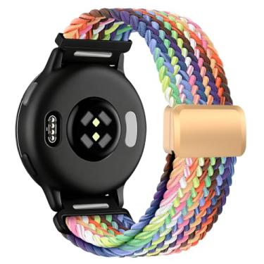 Imagem de Pulseira magnética de nylon trançado de liberação rápida de 20 mm compatível com Garmin Vivoactive 6/5/3, Venu/Venu Sq/Sq 2, Forerunner 55/165/245/645, alça elástica para estilos de vida ativos