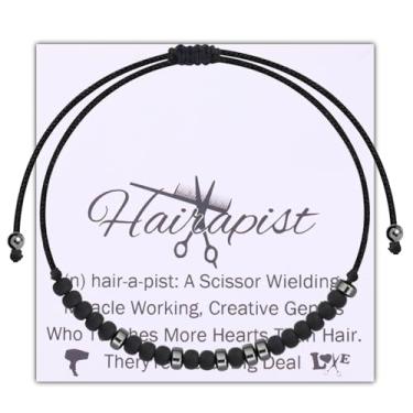 Imagem de BEKECH Pulseira Código Morse para cabeleireiros Mensagem Hairapist em código Morse Presente para cabeleireiro barbeiro salão de beleza presentes, One_Size, Liga metálica, Sem Pedra Preciosa