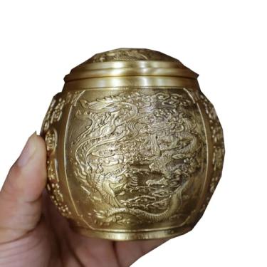 Imagem de YXCQHZM Pequena urna de latão para lembrança de cinzas humanas, para adultos/animais de estimação, mini urna memorial de latão para cães e gatos