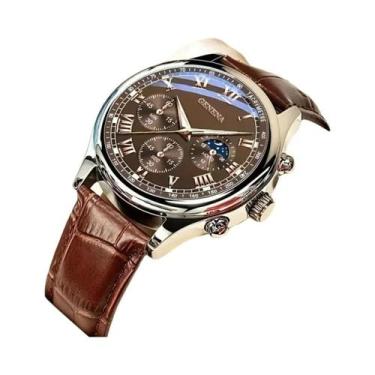 Imagem de Relógio De Pulso Masculino De Moda Com Pulseira De Couro, Mostrador Re