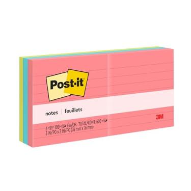 Imagem de Post-it Notas, 7,6 x 7,6 cm, 6 blocos, notas adesivas favoritas dos EUA, coleção Poptimistic, cores brilhantes (magenta, rosa, azul, verde), remoção limpa, reciclável (630-6AN)