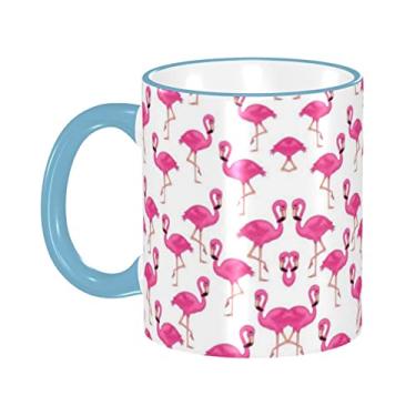 Imagem de Xícara de café expresso de cerâmica flamingo rosa, caneca de cerâmica revestida DIY, para café, sopa, chá, leite, latte, cacau quente, colorido divertido 340 g.