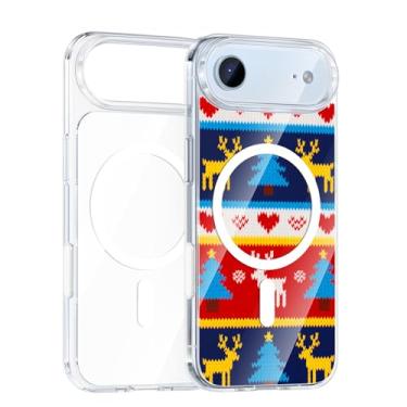 Imagem de Maledan Capa de celular de Natal para iPhone Air de 6,5 polegadas com MagSafe, capa transparente 17 Air com cartão padrão de rena de Natal [remoção para uso diário], capa magnética à prova de choque