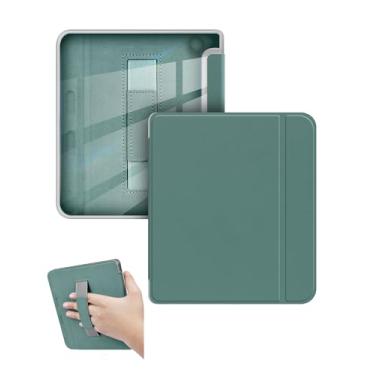 Imagem de Capa para eReader Kobo Libra Cor/Libra 2 de 17 cm com alça de pulso e hibernar/despertar automático, à prova de choque e resistente a arranhões (verde escuro)