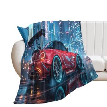 Imagem de HouLaiZhe Cobertor Super Macio Flanela JDM Carro S2000 Neon Cyber Leve Refrigeração Cobertores para Sofá-Cama Cadeira Sofá Carro Viagem ao Ar Livre Leve Quente 76 cm x 127 cm