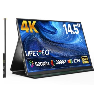 Imagem de UPERFECT Monitor portátil 4K, tela de laptop UHD 3840x2400 de 14,5 polegadas com capa inteligente, tela IPS fosca 16:10, 100% sRGB, 1,06 bilhão de cores, brilho de 500 nits, moldura de metal para PC