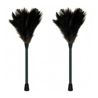 Imagem de 2 Espanadores de Pó e Poeira Penas Naturais de Avestruz Grande 63cm Plumas Profissional Limpeza Fina Delicada Multiuso para Casa Escritório Móveis e Eletrônicos Cabo Longo Uso Doméstico e Profissional