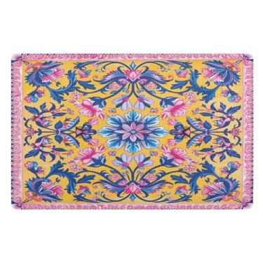 Imagem de STAYTOP Capacho com padrões florais estilo russo 81 x 50 cm, tapete de boas-vindas para ambientes internos, tapetes de banho fofos, capacho frontal antiderrapante para entrada, pátio, áreas de alto