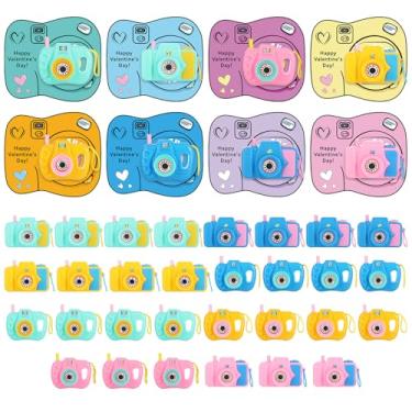 Imagem de Jenaai 30 Pcs Mini Camera Bulk Set with Valentine's Day Greeting Cards Plastic Camera with Images in Viewfinder for Valentine's Gifts Birthday Party Favors Prizes