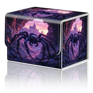 Imagem de Caixa de armazenamento de jogos de cartas para TCG Deck Box MTG Card Box Organizer Trading Card Box Commander Deck Box TCG Card Storage Box Magnetic Closure Creative Pattern até 200 cartas, aranha