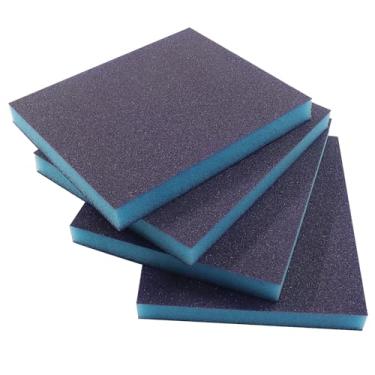 Imagem de Hordion 8 peças de esponja de lixa de 120 grãos, almofadas de lixa de espuma macia, blocos de lixamento secos e úmidos, lixas laváveis e reutilizáveis para móveis de madeira, metal, drywall