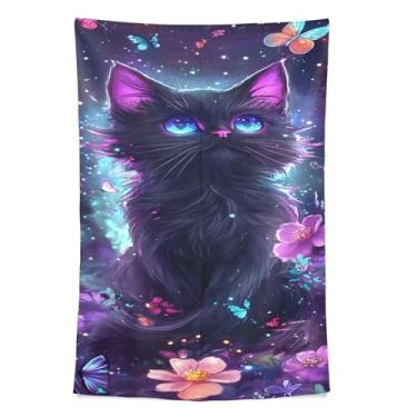 Imagem de STAYTOP Tapeçaria Star River Cat Wall Hnaging Tapeçarias para decoração de casa dormitório sala de estar quarto tapete de parede (60×40in)
