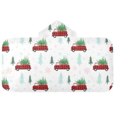 Imagem de Burbuja Toalha de banho com capuz de laço rosa para crianças, toalha de praia de pelúcia macia absorvente para chá de meninas e meninos 3-10 anos, 61 x 127 cm