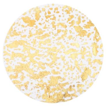 Imagem de WJIAAA Jogo americano descartável dourado conjunto de 12, decoração de mesa redonda de malha metálica de 33 cm para festa, casamento, Natal, Ação de Graças, dia dos namorados (ouro)