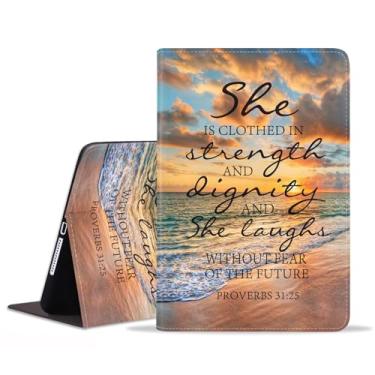 Imagem de FVAENDHIO Capa para Samsung Galaxy Tab A7 10,4 polegadas 2022/2020 (SM-T500/T503/T505/T507/T509), suporte ajustável, despertar/hibernar, capa de couro inteligente, citação cristã, versículo bíblico