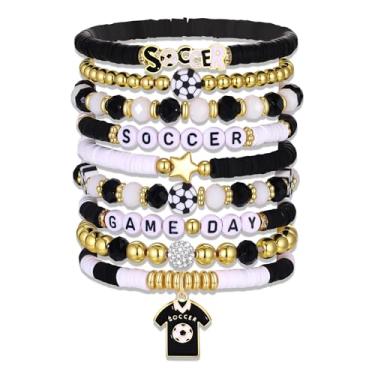 Imagem de BVGA Pulseiras de Dia de Jogo para Mulheres Empilháveis Beisebol Basquete Futebol Futebol com Contas Roupas de Dia de Jogo Acessórios Joias Esportivas Lembranças de Festa Presentes, Large, Miçangas