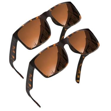 Imagem de grinderPUNCH Óculos de sol masculinos extragrandes GG com ajuste de cabeça grande, armação extra larga para homens, cabeças grandes, 2GG grandes (Pacote com 2 lentes marrom tartaruga)