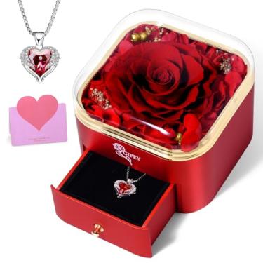 Imagem de Presentes de aniversário para mãe, presentes de rosa roxa preservada, conjunto de presente de rosa preservada eterna, presentes para mulheres, avó, esposa, namorada, dia dos namorados, casamento, ação