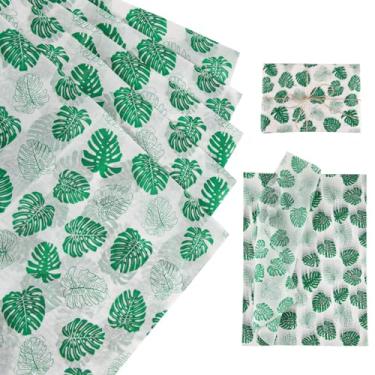 Imagem de 30 folhas de papel de seda, 50 x 35 cm, folhas decorativas de folhas havaianas verdes para presente de Natal, casamento, festa de aniversário, artesanato, embalagem