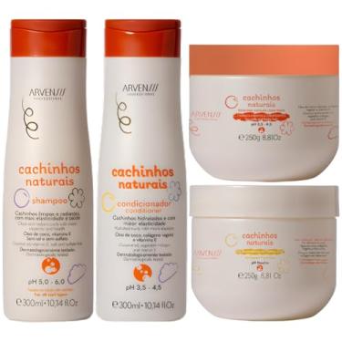 Imagem de Kit Arvensis Cachinhos Naturais Linha Infantil 4 Produtos Completo Crespo Vegano Sem Sulfato