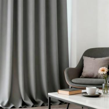 Imagem de Camesa Cortina Eclipse Blackout 100% de bloqueio da luz 1 painel de 130X230cm Cinza