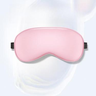 Imagem de Máscaras unissex de cor pura para olhos de seda alça ajustável para blocos de dormir reduz a luz convencional de cetim liso máscaras para os olhos presentes (rosa)